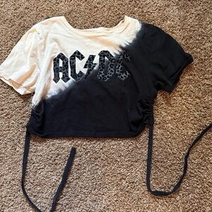 AC/DC Black and White Tie-Dye Crop Top